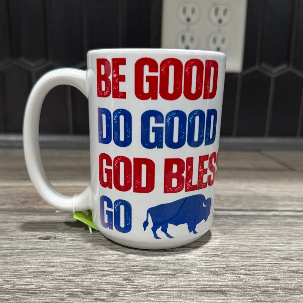Inspirational White Mug with Red and Blue Text 15oz